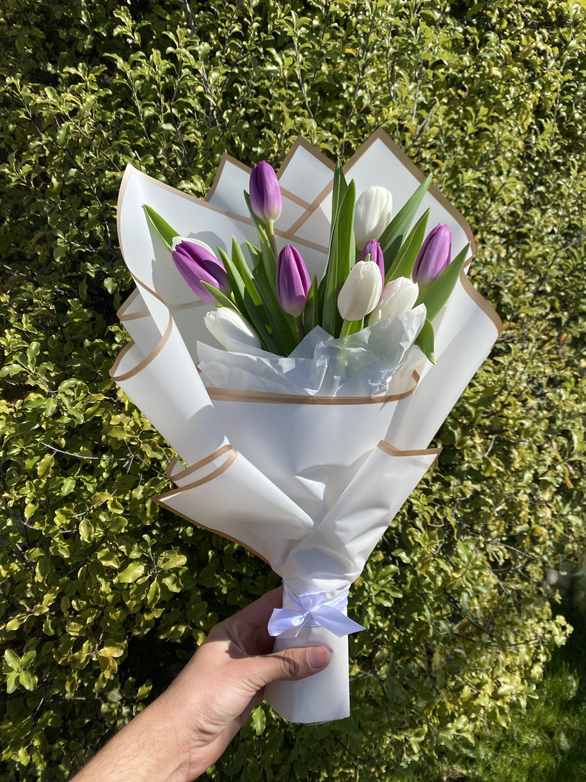 Ramo de Tulipanes Premium Lila - Blanco - Imagen 2